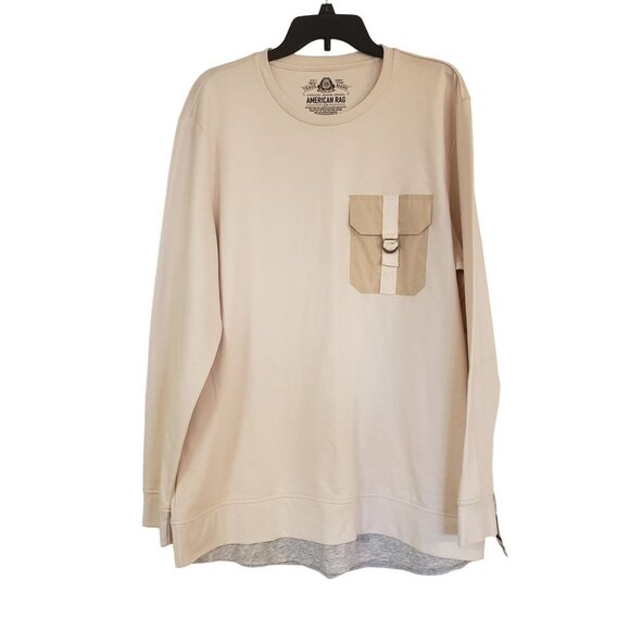 American Rag sweatshirt size XL cream long sleeve pocket front new - Picture 1 of 9